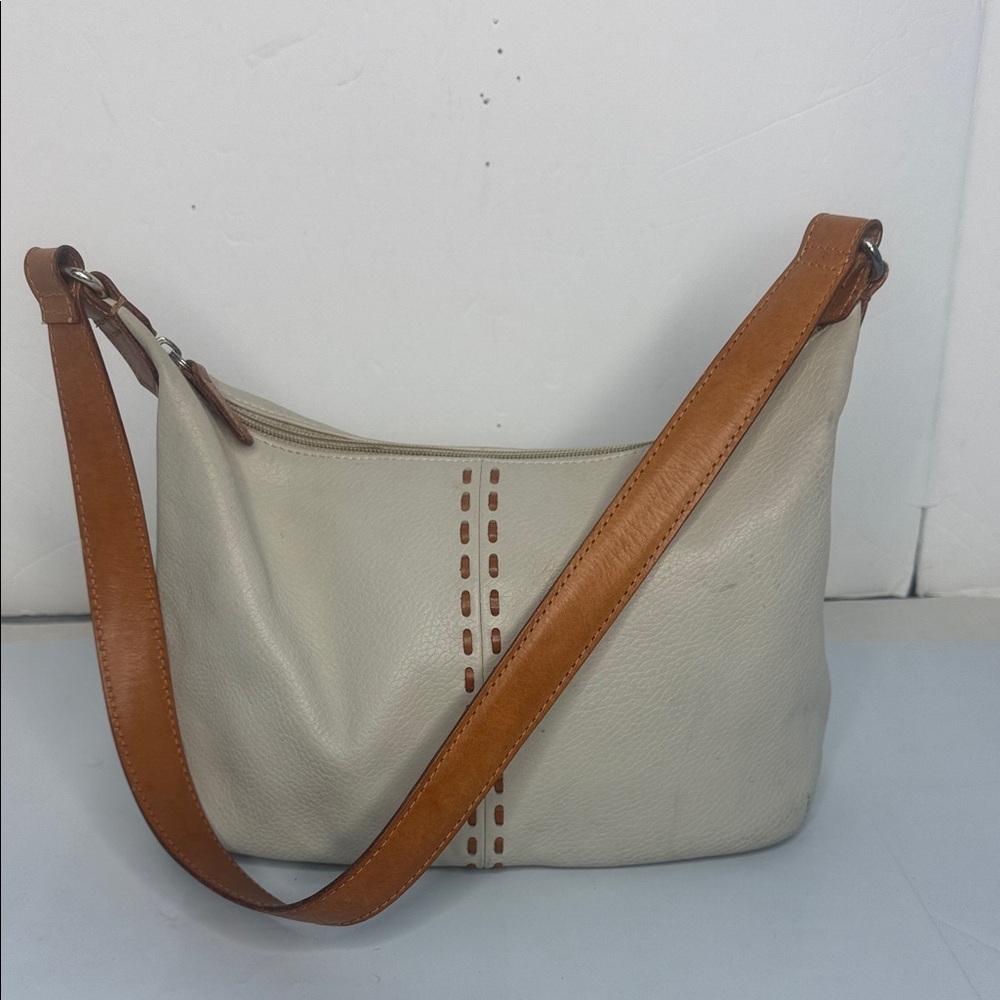 Fossil leather whip stitch hobo bag # 75082